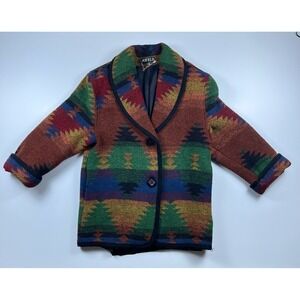 Jofeld Vintage Southwestern Geometric Wool Blend Jacket Small Multicolor USA